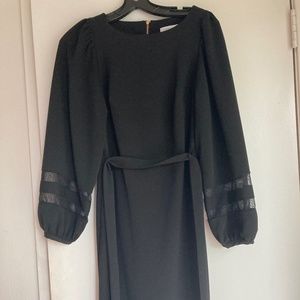 Black Pencil Dress with Puff Sleeves